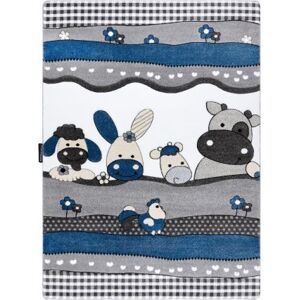 Dětský kusový koberec Petit Farm animals blue