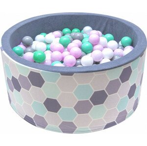 Suchý bazén s míčky šedý hexagon