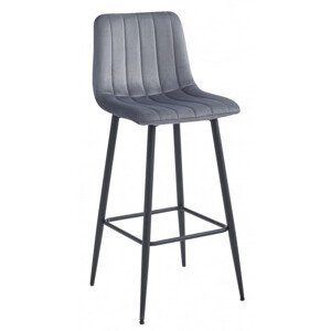 Barová židle POZZA sametová tmavě šedá (černé nohy)