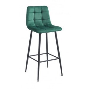 Barová židle ARCETO sametová tmavě zelená (černé nohy)