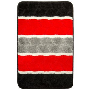 Koupelnový kobereček FANO pruhy, červený / šedý