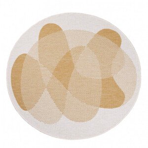 Oboustranný koberec DuoRug 5835 okrově žlutý kruh