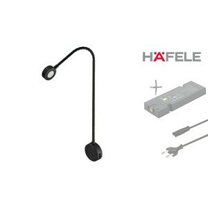 HÄFELE LOOX 2x LED 2034 USB, černá - 2x Čtecí lampička 12V/17W pro montáží na plochu v barvě černé