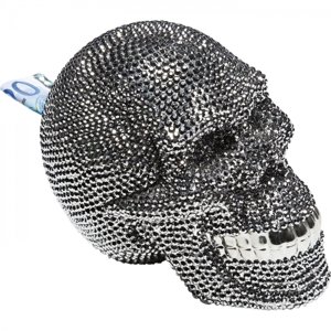 KARE Design Pokladnička Skull 16cm - stříbrná