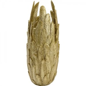KARE Design Vysoká zlatá váza s rytinou Feathers Gold 80cm