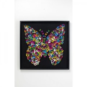 KARE Design Obraz plastika Sbírka motýlů 120x120cm