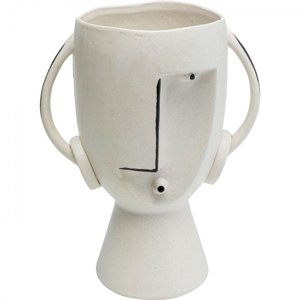 KARE Design Bílá kameninová váza Face Pot 30cm