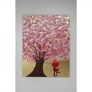 KARE Design Obraz na plátně Flower Couple Gold Pink 160x120cm