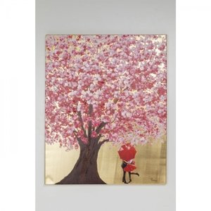 KARE Design Obraz na plátně Flower Couple Gold Pink 100x80cm