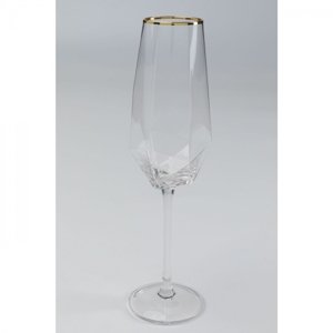 KARE Design Sklenice na šampaňské Diamond se zlatým proužkem
