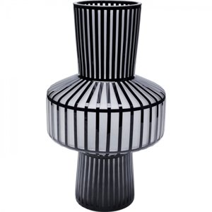 KARE Design Černo-bílá skleněná váza Roulette Belly 42cm