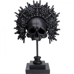 KARE Design Dekorace Lebka s korunou - černá, 49cm