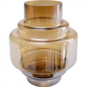 KARE Design Hnědá skleněná váza Glossy 18cm