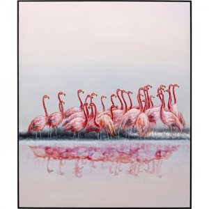 KARE Design Obraz na plátně Plameňáci u vody 100x120cm