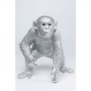KARE Design Soška Hrající si opice - stříbrné, 50cm
