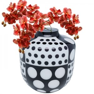 KARE Design Černobílá skleněná váza Brillar Round 31cm