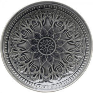 KARE Design Talíř Sicilia Mandala - šedý, Ø21cm