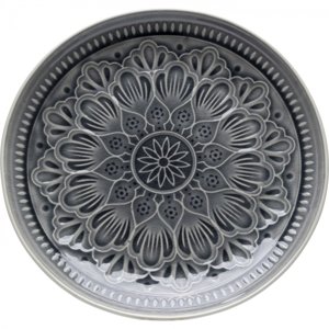 KARE Design Talíř Sicilia Mandala - šedý, Ø27cm