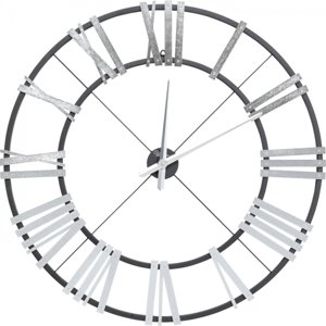 KARE Design Nástěnné hodiny Nevio - stříbrné, Ø95cm