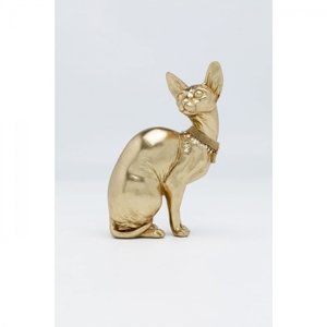 KARE Design Soška Kočka Sphynx - zlatá, 27cm