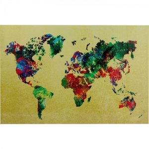 KARE Design Kovový obraz Mapa světa 150x100cm