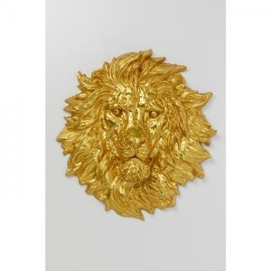 KARE Design Nástěnná dekorace Lví hlava - zlatá, 90x100cm