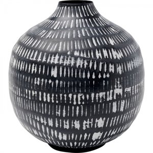 KARE Design Černobílá kovová váza Madalin 24cm