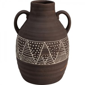 KARE Design Hnědobílá keramická váza Bijan 26cm