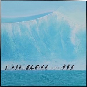 KARE Design Zarámovaný obraz Walking Penguins 140x140cm