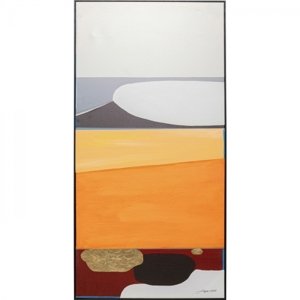 KARE Design Zarámovaný obraz Abstract Shapes - oranžový, 73x143cm