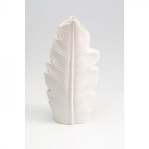 KARE Design Bílá keramická váza Foglia 29cm