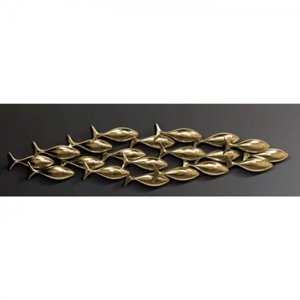 KARE Design Nástěnná dekorace Houf Tuňáků - zlatá, 181x41cm