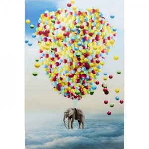 KARE Design Skleněný obraz Balloon Elephant 100x150cm