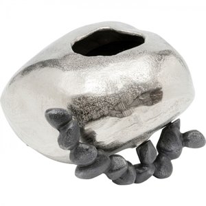 KARE Design Hliníková váza Art Stones - stříbrná, 21cm