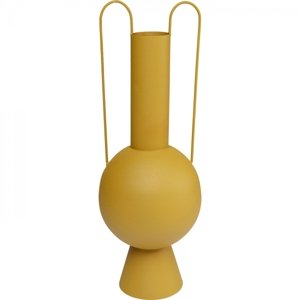KARE Design Žlutá kovová váza Curvo 58cm