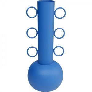 KARE Design Modrá kovová váza Curly 53cm