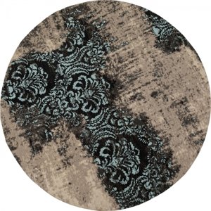 KARE Design Kulatý kusový koberec Kelim Ornament - tyrkysový, Ø200cm