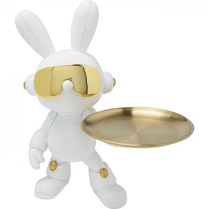 KARE Design Soška Cool Bunny Tray - bílý, 27cm