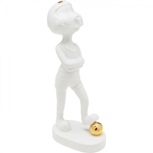 KARE Design Soška Žena se zlatým míčem - bílá, 29cm