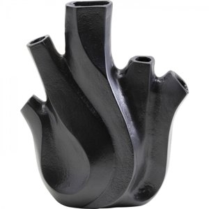 KARE Design Hliníková váza Flame - černá, 25cm