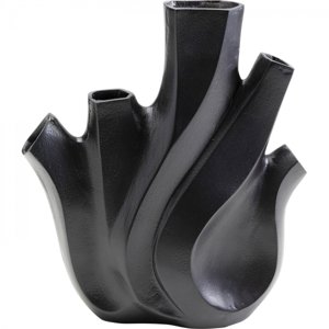 KARE Design Hliníková váza Flame - černá, 29cm