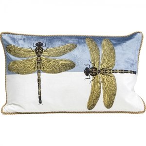 KARE Design Dekorativní polštář Glitter Dragonfly - bílý, 50x30cm