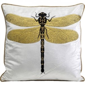 KARE Design Dekorativní polštář Glitter Dragonfly - bílý, 40x40cm