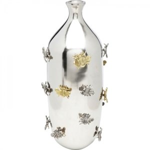 KARE Design Stříbrná hliníková váza Bees 46cm