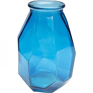 KARE Design Skleněná váza Origami - modrá, 35cm