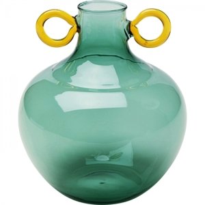 KARE Design Skleněná váza Amore Handle - modrá, 16cm