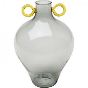 KARE Design Skleněná váza Amore Handle - šedá, 23cm