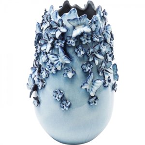 KARE Design Modrá kameniková váza Butterflies 35 cm