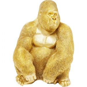 KARE Design Soška Gorila sedící Zlatá 76cm