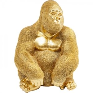 KARE Design Soška Gorila sedící Zlatá 39cm
